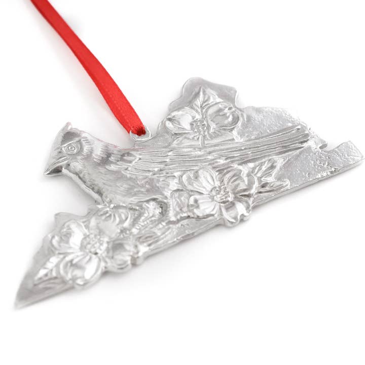 House of Morgan Pewter - Wholesale Ornament - Handmade Virginia State Outline and State Symbols - VA