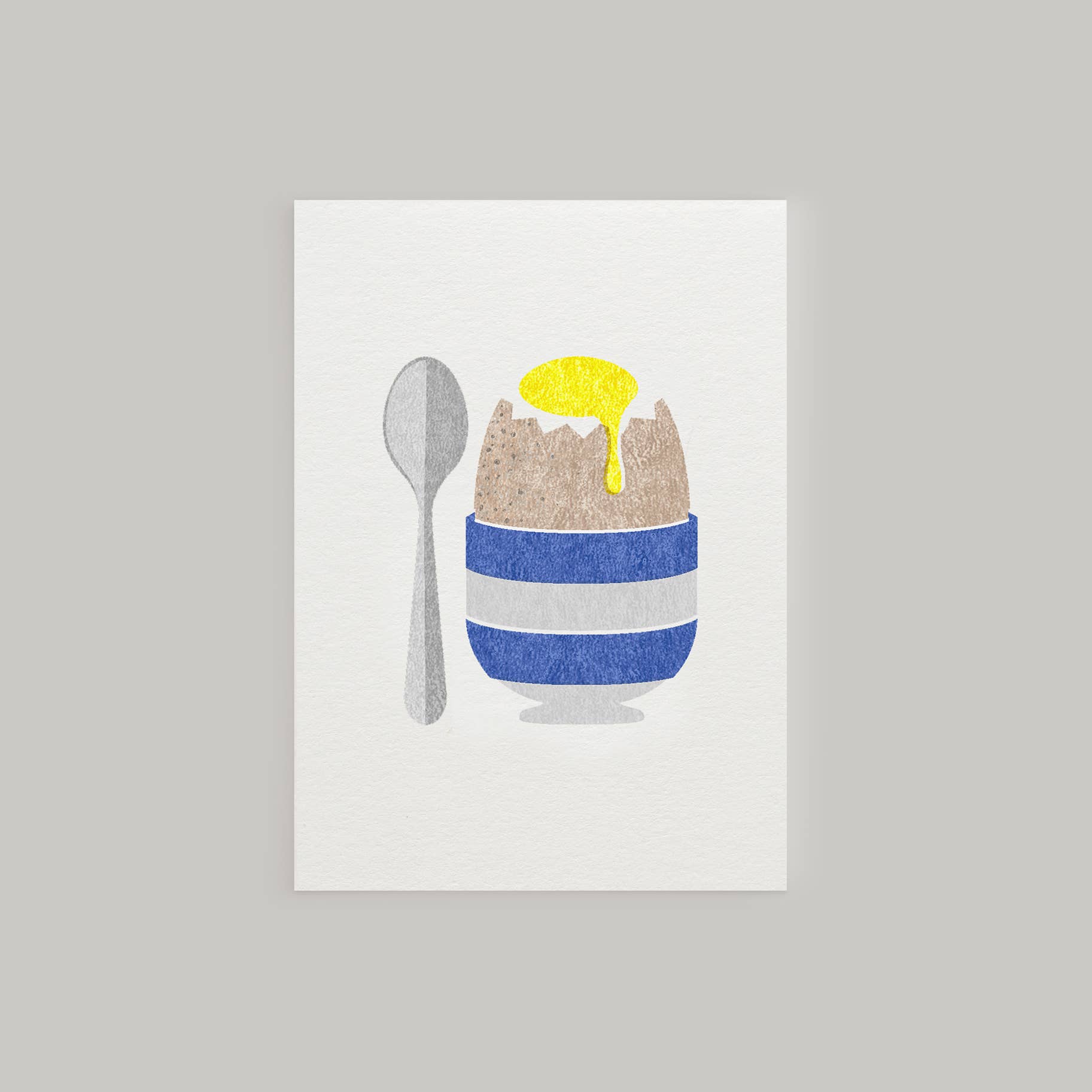 Bobbie Print - Wholesale Everyday Greeting Card - Egg and Spoon Cute Breakfast Mini Riso Foodie Greeting Card 3