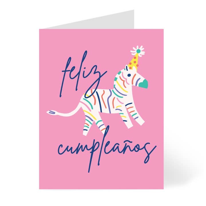 Carte d'anniversaire Zebra Party | Invitations d'anniversaire pour enfants en espagnol pour la vente par CheerNotes Greeting Cards & Stationery