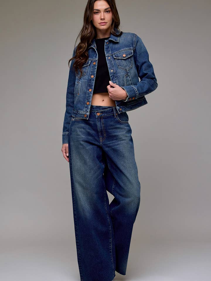 Dark Wash Classic Trucker Jacket for wholesale by Hidden Jeans