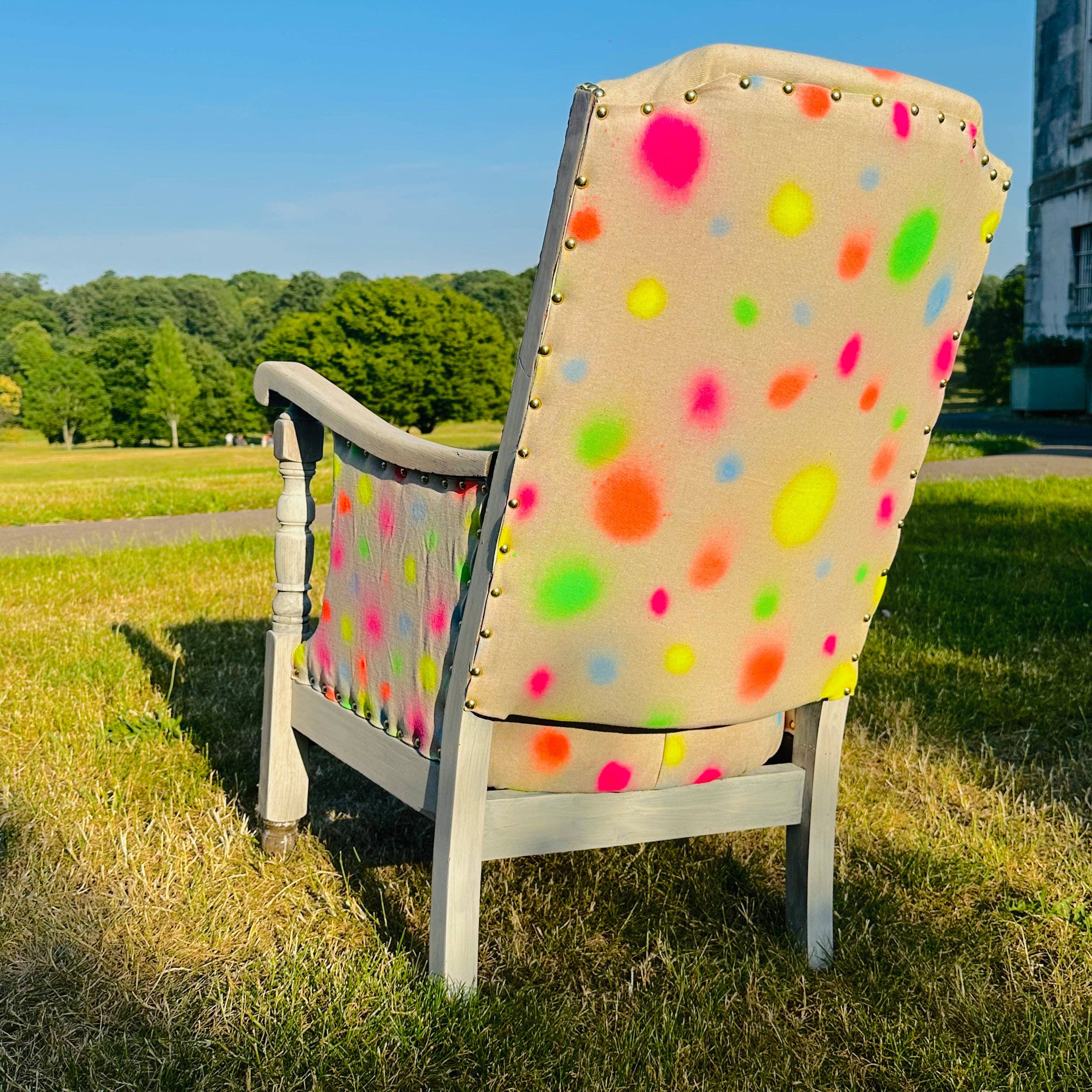 thestudioUP – wholesale Chair – Upholstered & Upcycled Vintage 1950s Armchair in Sustainable Linen Print5