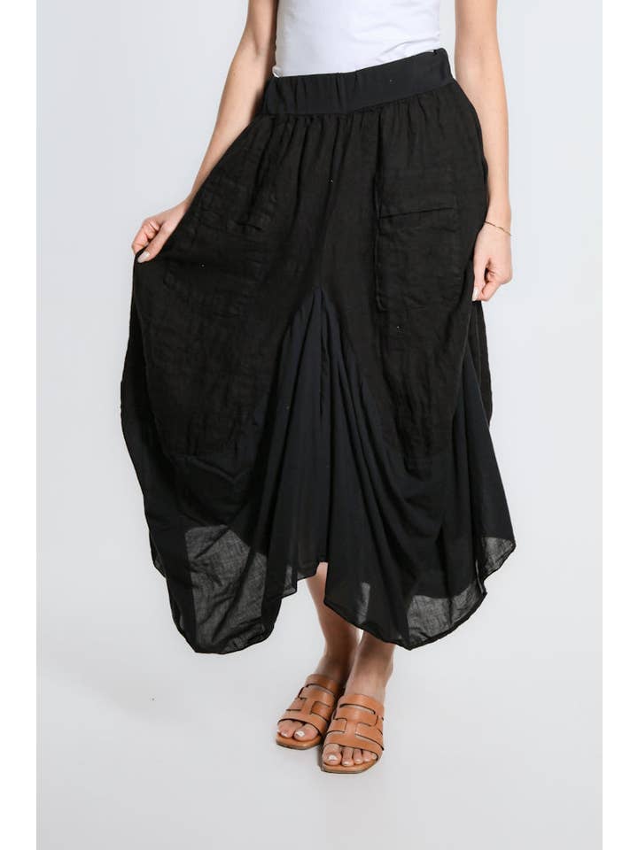 TINA Stephens Italy/Tees By Tina - Wholesale Skirt - Women's - Brenna Cotton/Linen Bunched Pocket Skirt (SL102W)5