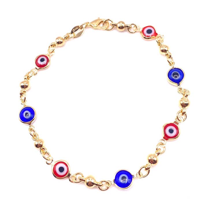Blue & Red Evil Eye Bracelet for wholesale by Gewlery By G