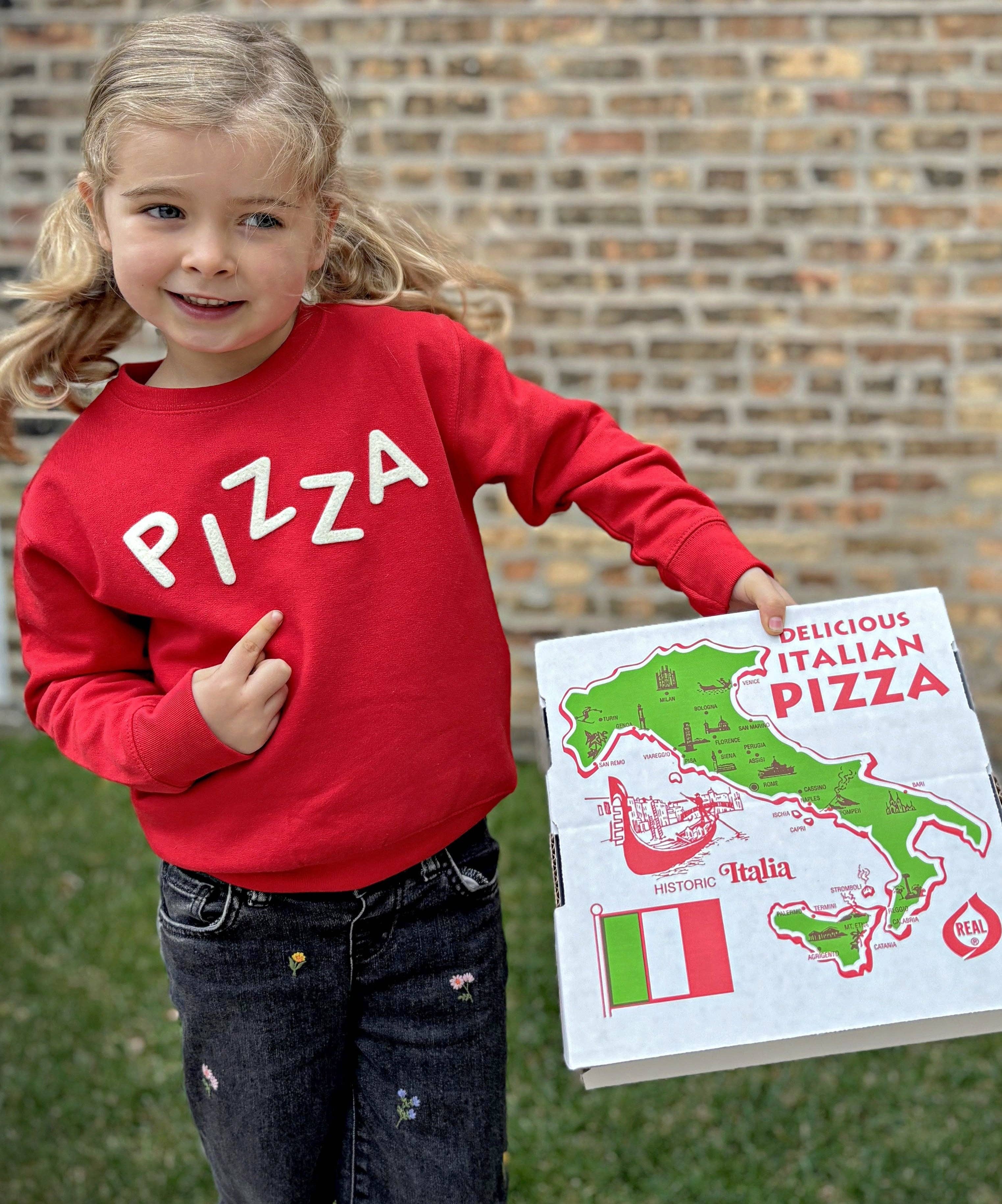 Chitown Clothing - Wholesale Sweatshirt - Kids - Kids Pizza Felt Applique Crewneck1