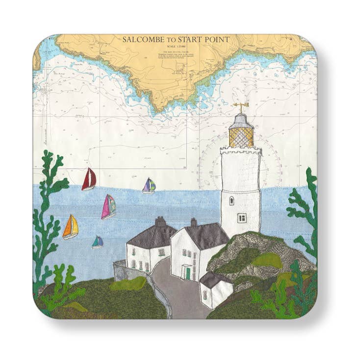 Salcombe to Start Point Devon magnet for wholesale by Hannah Wisdom Textiles