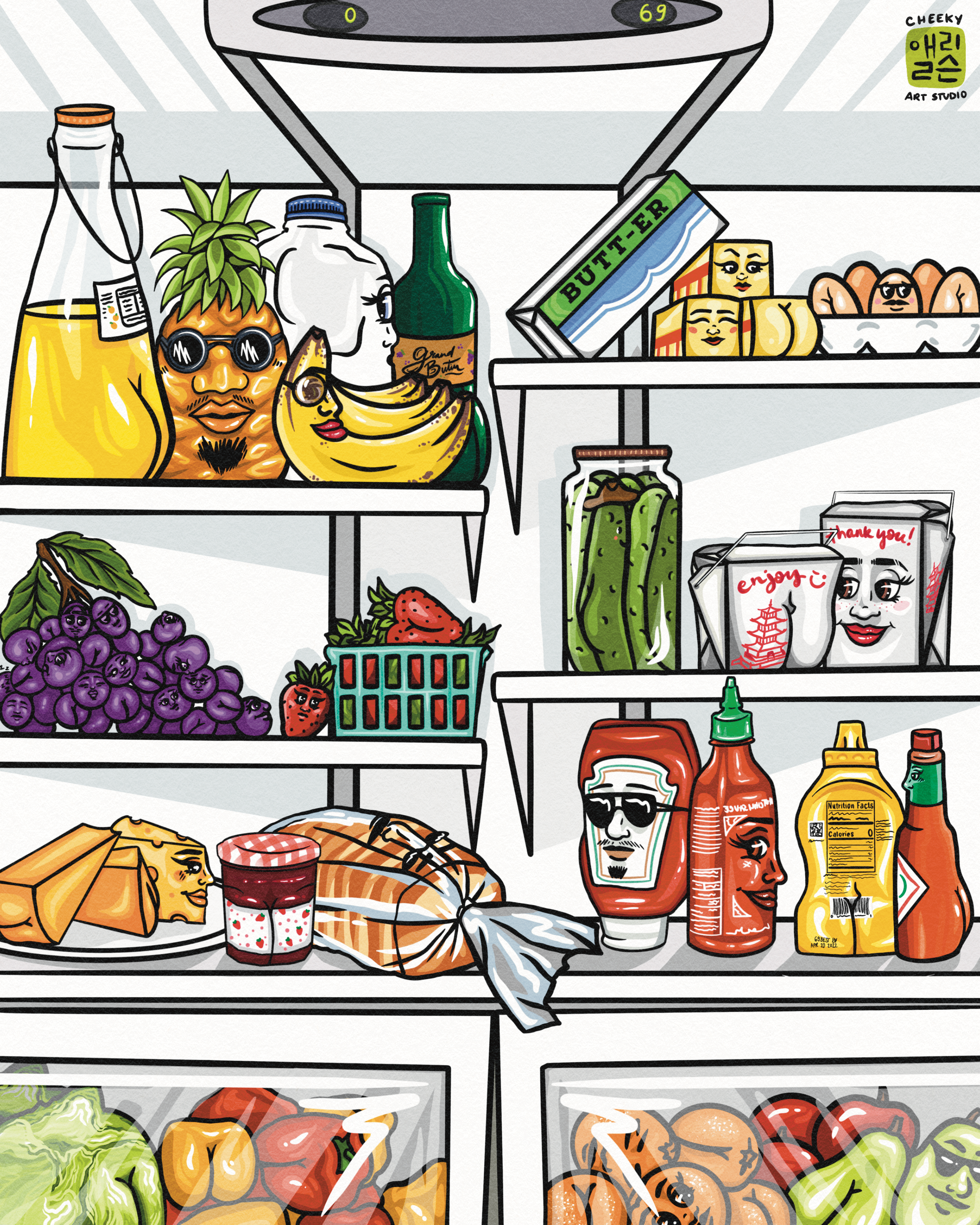 Cheeky Art Studio - Wholesale Art Print - Fridge Friends Art Print1