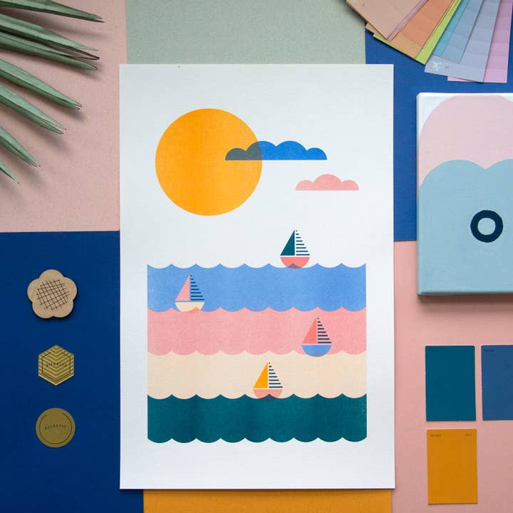 SAILING RISOGRAPH WALL ART for wholesale by LEMONNI