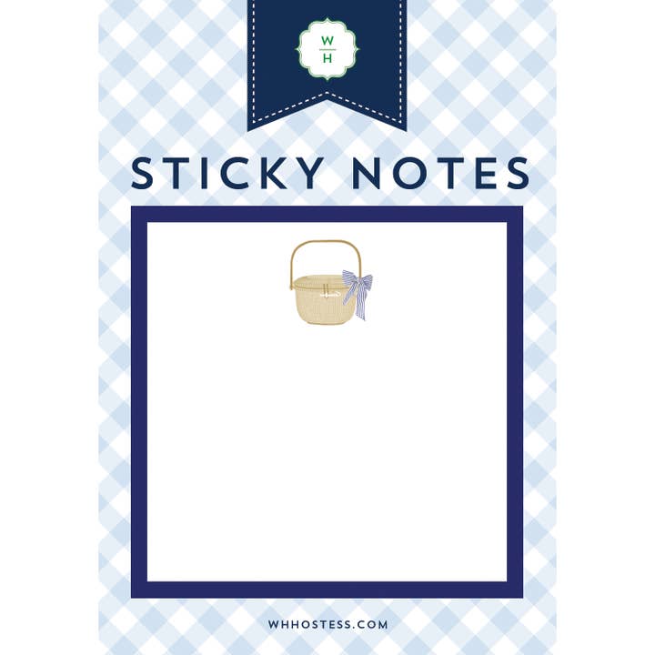 WH Hostess Social Stationery - Wholesale Plakbriefjes/Post-its - Op Voorraad Nantucket Mandje Enkele Plaknotitie