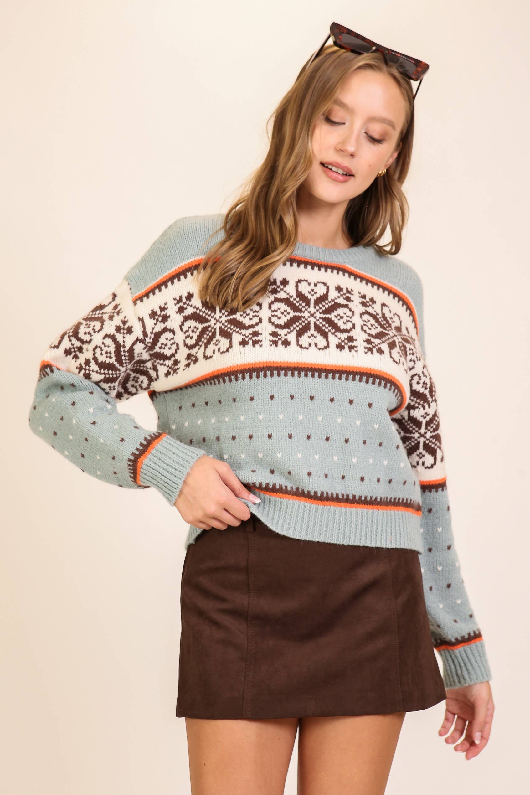 Vanilla Monkey - Wholesale Knit Sweater - Women's - Nordic Charm Fair Isle Knit Sweater6