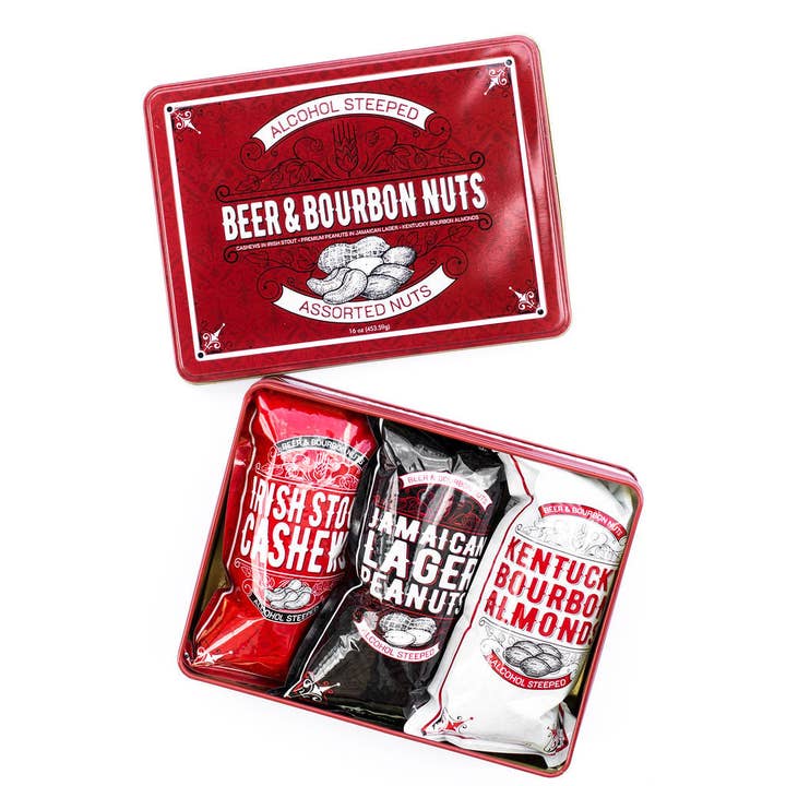Sugar Plum Chocolates - Wholesale Nuts - Beer & Bourbon Liquor Nuts Gift Tin - 16 Oz.1