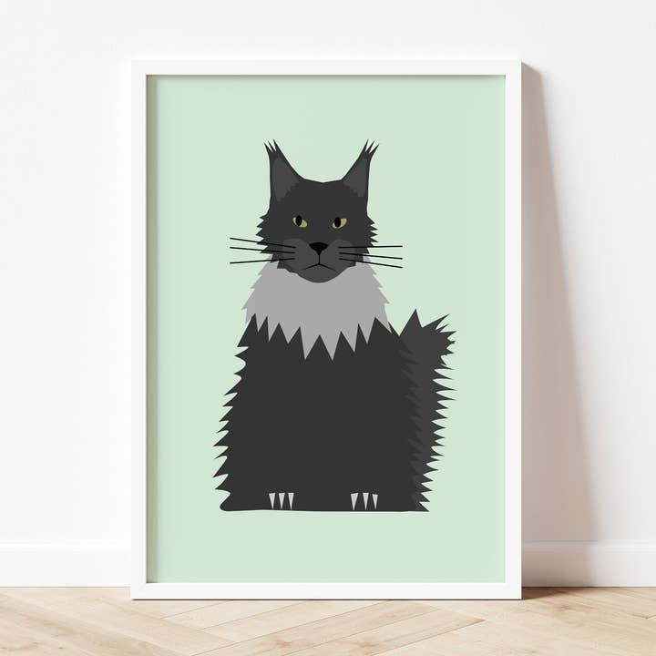 Main Coon - Art print A5/A4/A3 for wholesale by Salty Crayon