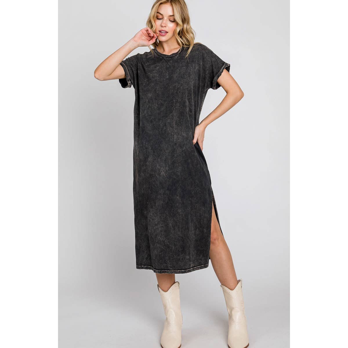 HRTandLUV - Wholesale Dress - Women's - MINERAL WASH DRESS 0