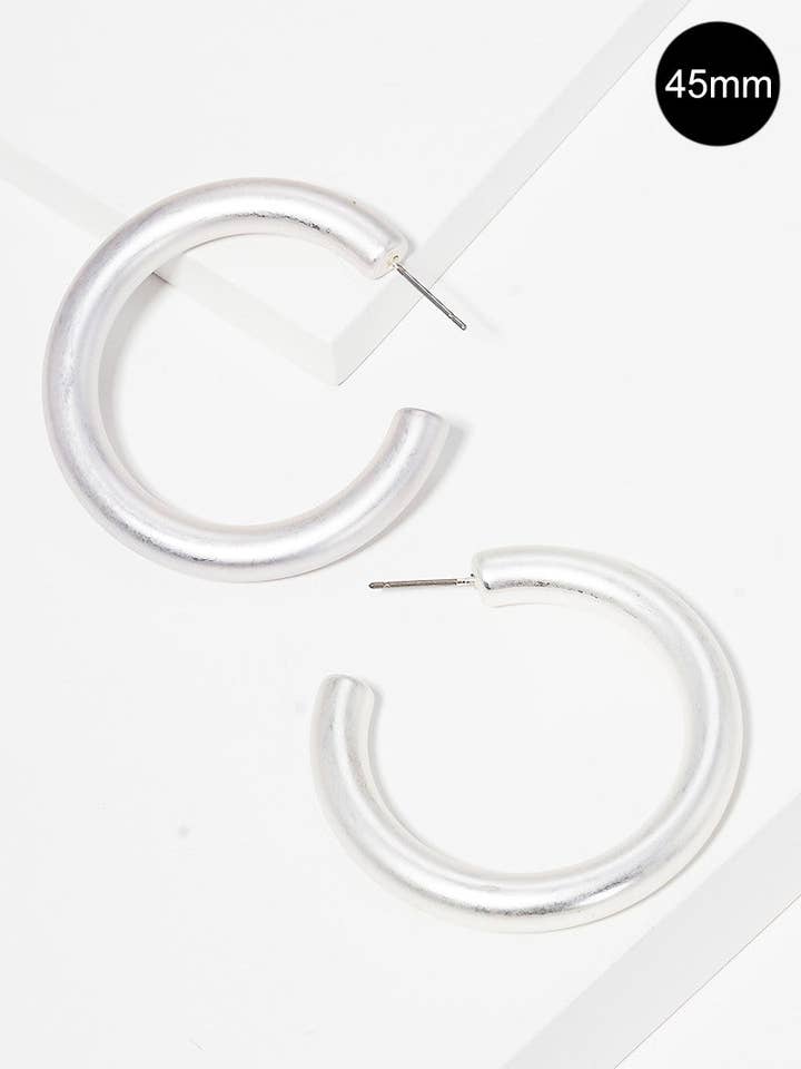 45mm Metal Plated Resin Hollow Hoop Earrings for wholesale by Wild Honey