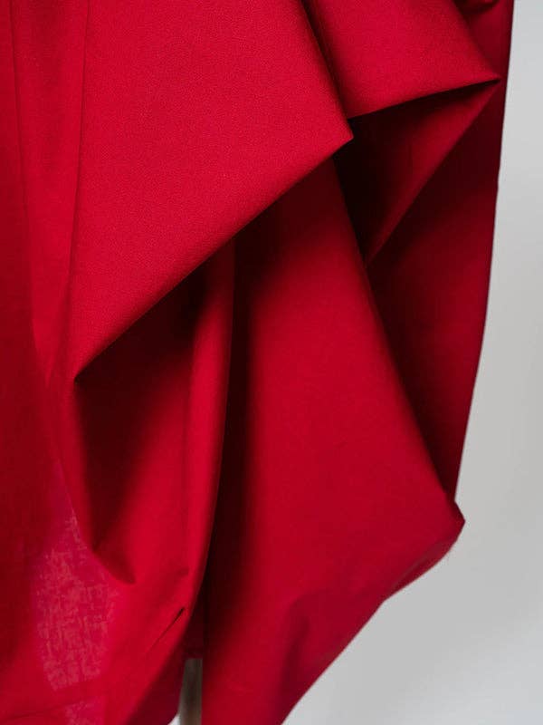 Red Stylish Loose Stand-Collar Long Sleeves Midi Dress for wholesale on Faire9