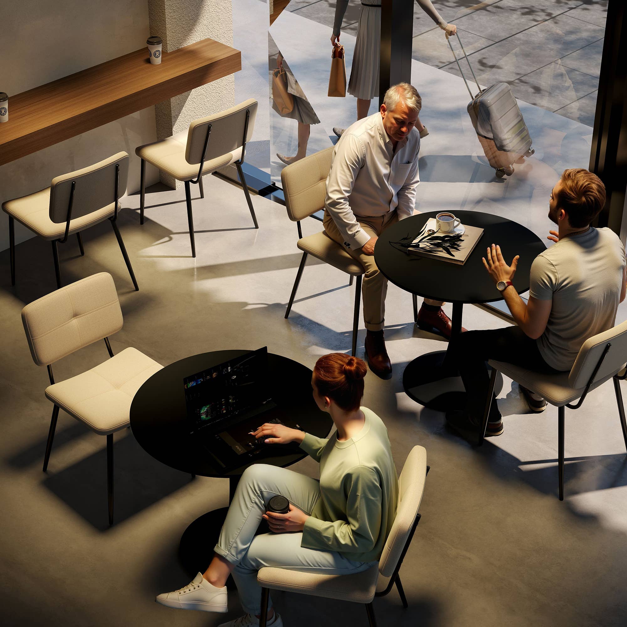 39F Inc. - Vente Chaises - Chaises de café ou de restaurant en tissu beige8