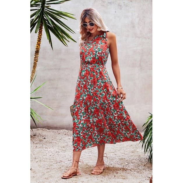 One Shoulder Sleeveless Maxi Dress for wholesale by Elings