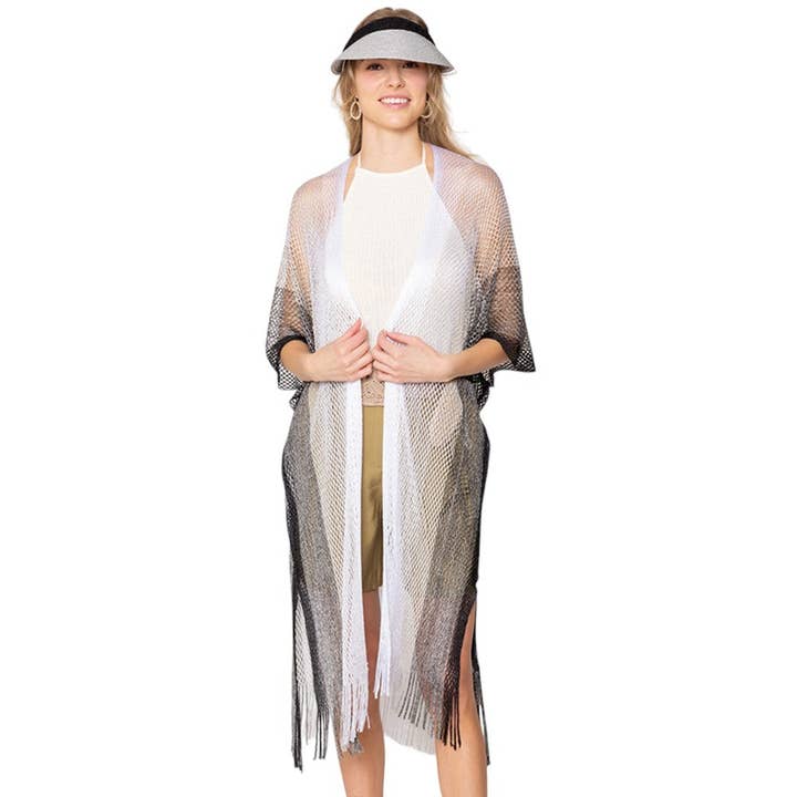 Two Tone Lurex Kimono Poncho for wholesale by Madeline Love