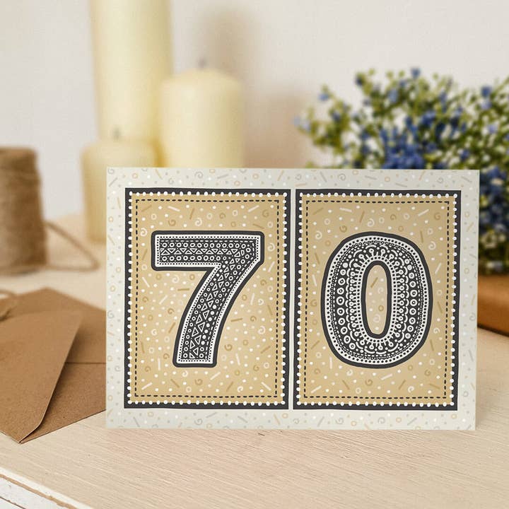 Jess A Little Creative - Wholesale Birthday Card - Unique Gold 70th Birthday Card3