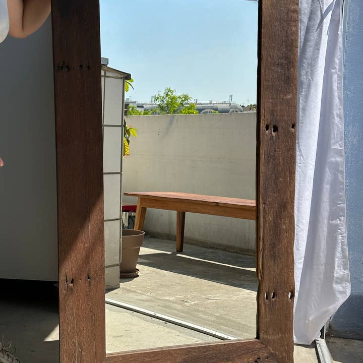 Office Objets - Wholesale Wall Mirror - Mirror with exotic brutalist old iron wood frame H:139cm2