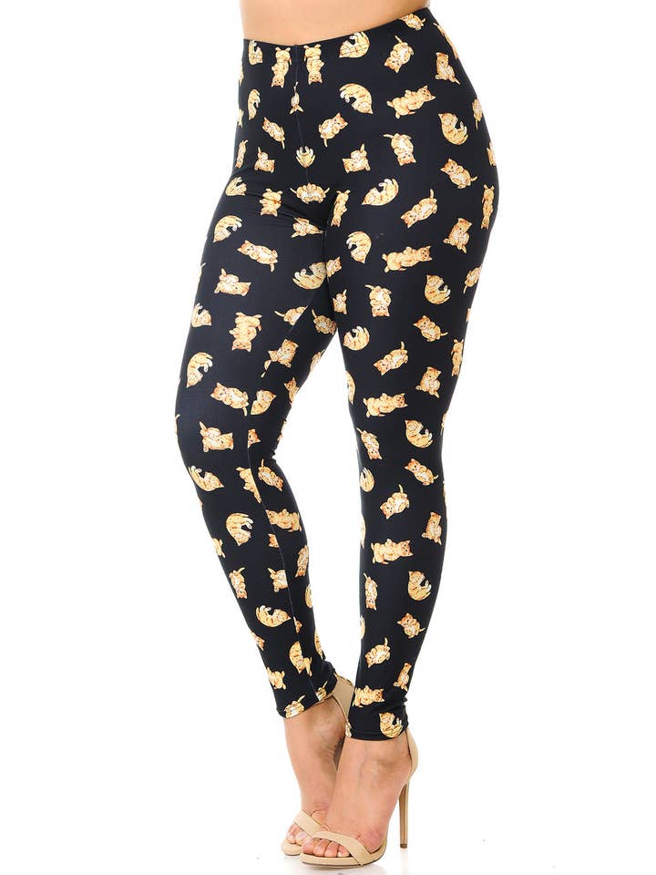 USA Fashion - Vendita all'ingrosso Leggings - Donna - Leggings cremosi e morbidi con gattini giocosi di USA Fashion7