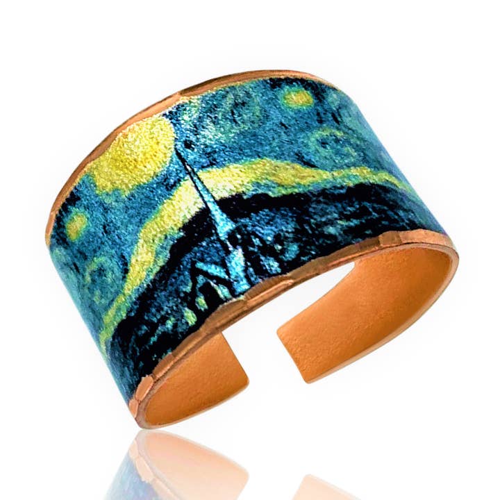 COPPER ARTS INC. – Engroshandel Statementring – RC VG 02 Van Gogh stjernenat design justerbar ring0