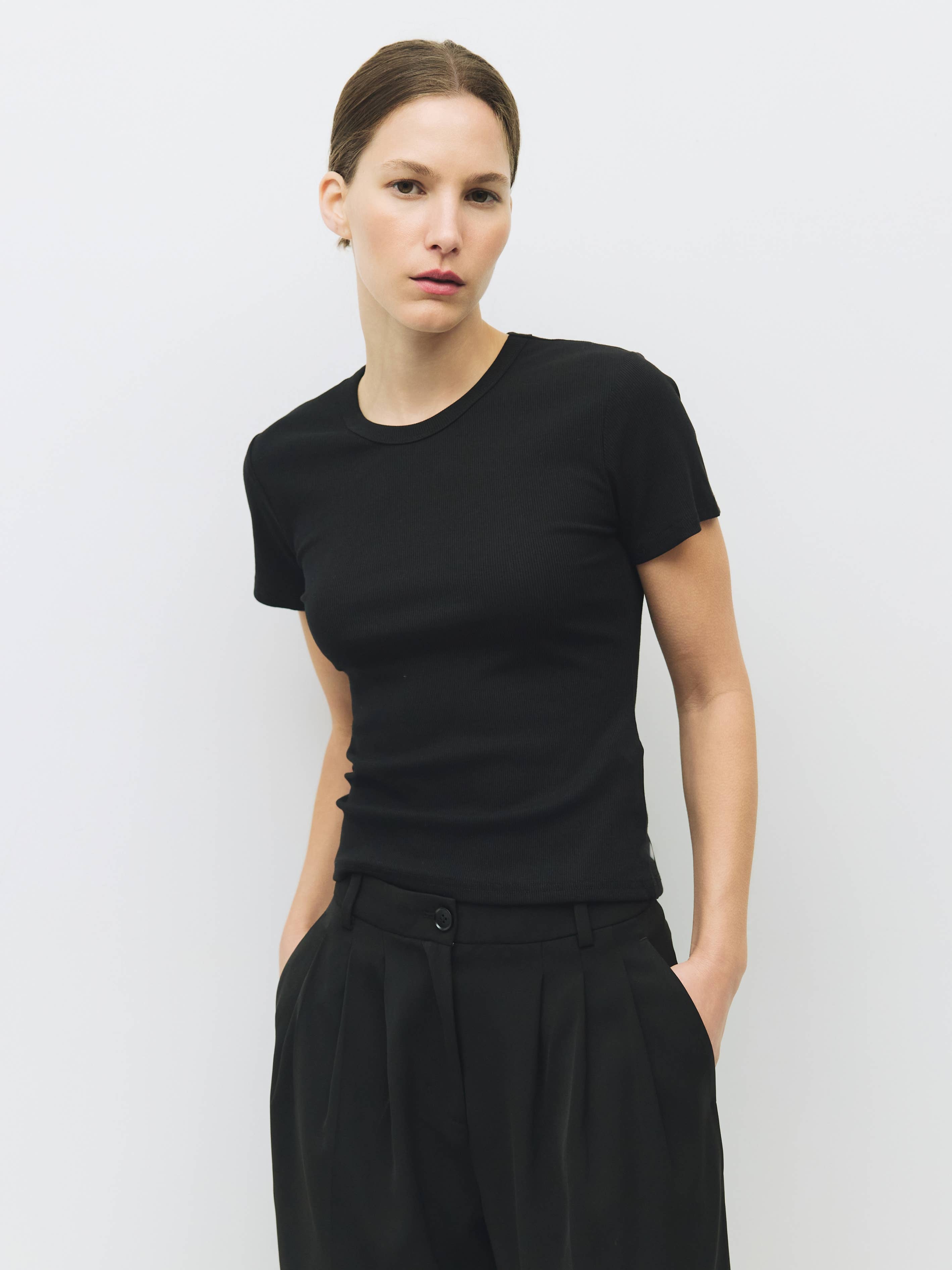 MOD REF - Wholesale T-Shirt - Women's - The Miller Top | Ribbed Short-Sleeve T-Shirt7