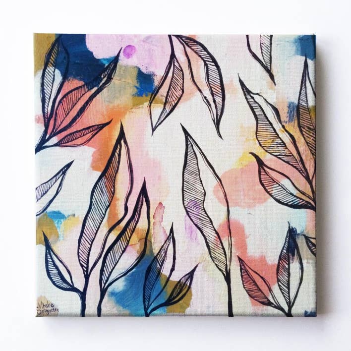 Schilderij "Bladeren" 30 x 30 cm voor wholesale door Poppydesign