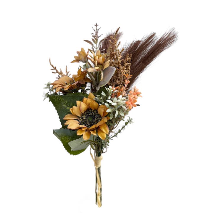Sun Decorer - Wholesale Artificial Flowers - Autumn Harvest Sunflower Arrangement - 16" Deluxe Bouquet