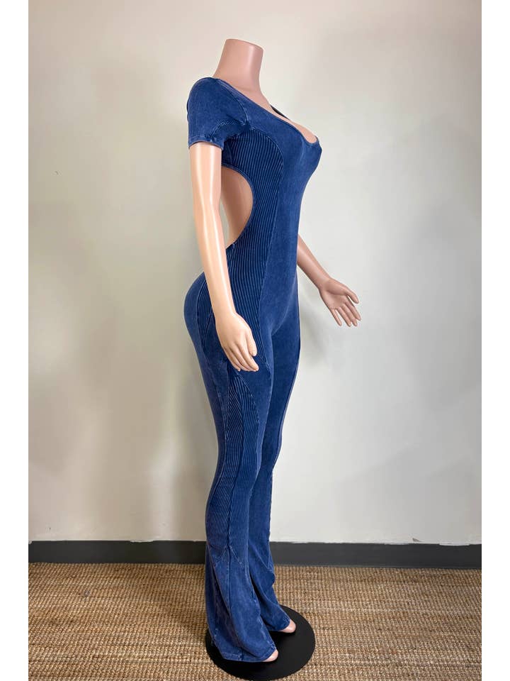 Dalia Studio - Wholesale Jumpsuit - Women's - MINERAL WASH OPEN BACK FLARE JUMPSUIT13