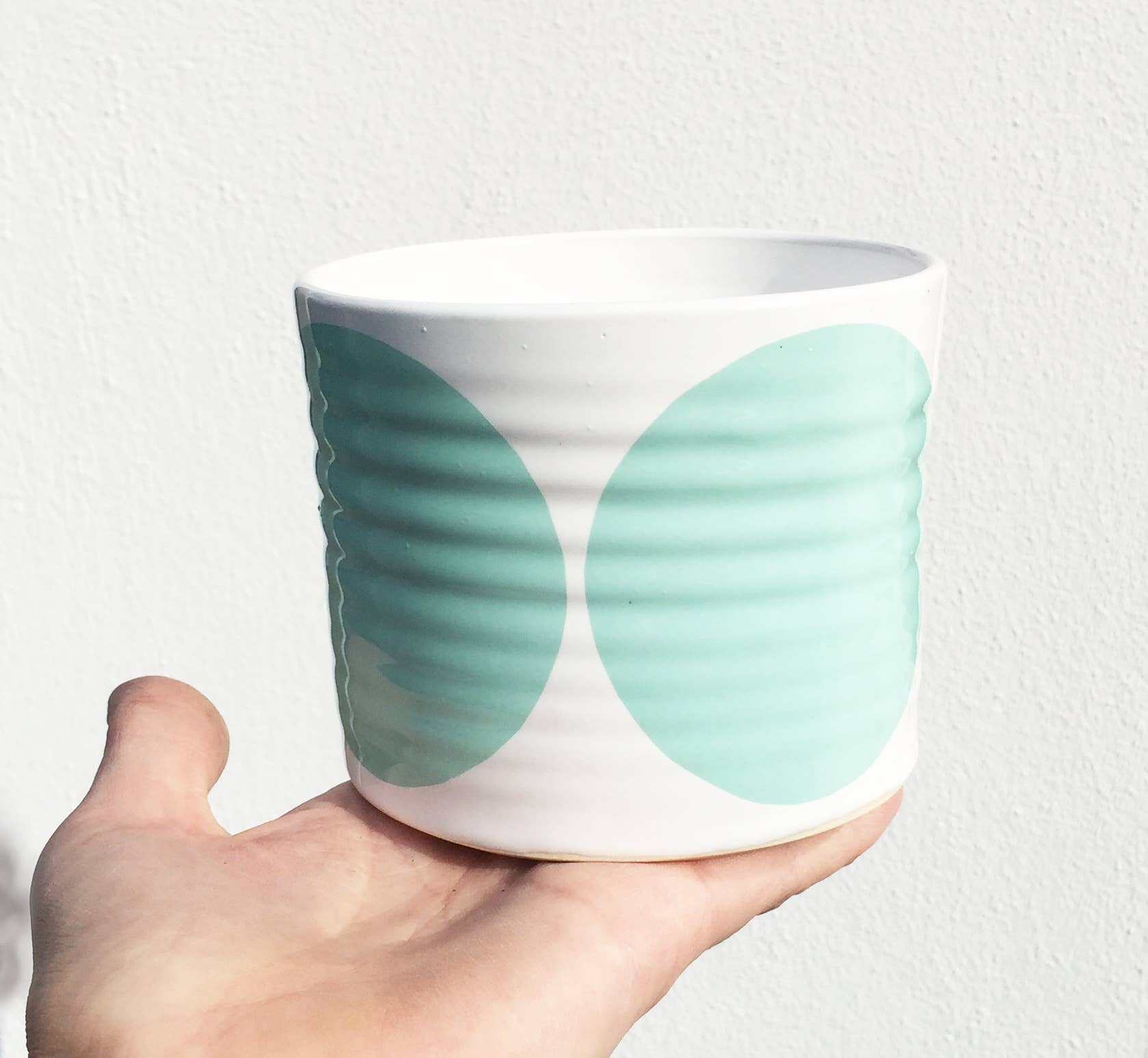 camillaengdahl - Wholesale Plantenpot - DOT kom turquoise met ronde patronen2