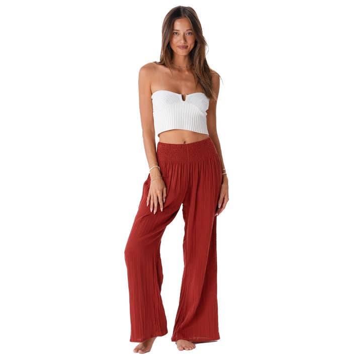 Lotus and Luna - Wholesale Pants - Women's - Seaside Spice Wide Leg Cotton Pants7