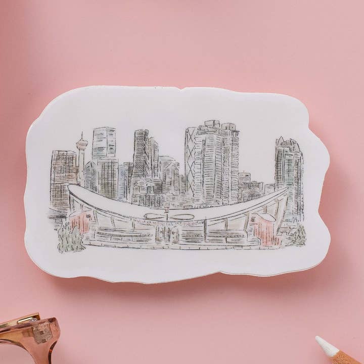 Autocollant en vinyle aquarelle Calgary pour la vente par Rachel’s little design corner