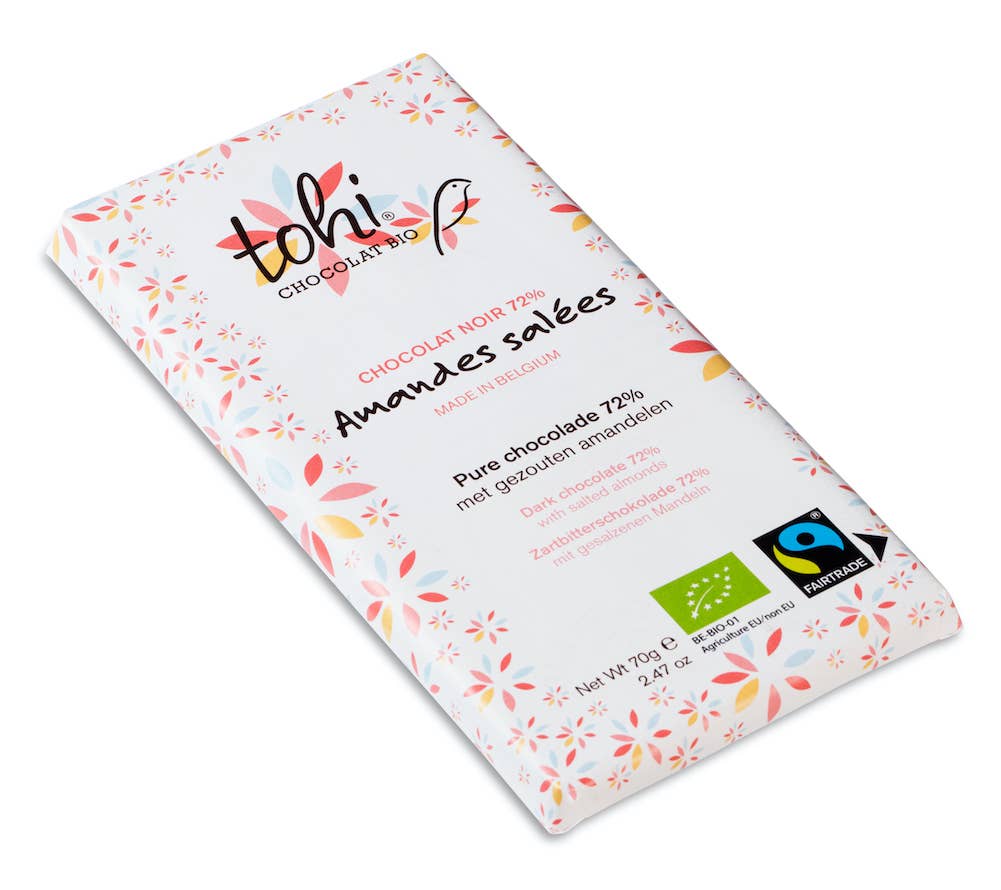 Tohi – wholesale Chokladkaka – Chokladkaka 70 g – mörk 72 % med saltade mandlar1