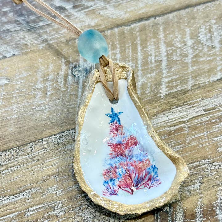 Coast and Cork - Wholesale Ornament - Coastal Christmas Tree Ornament - Oyster Shell3