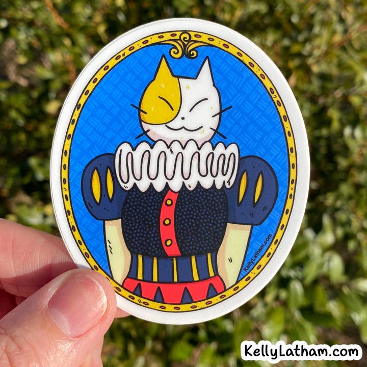 Kelly Latham Art - Wholesale Sticker - Fancy Shakespeare Cat - Waterdichte vinylsticker - schattig5