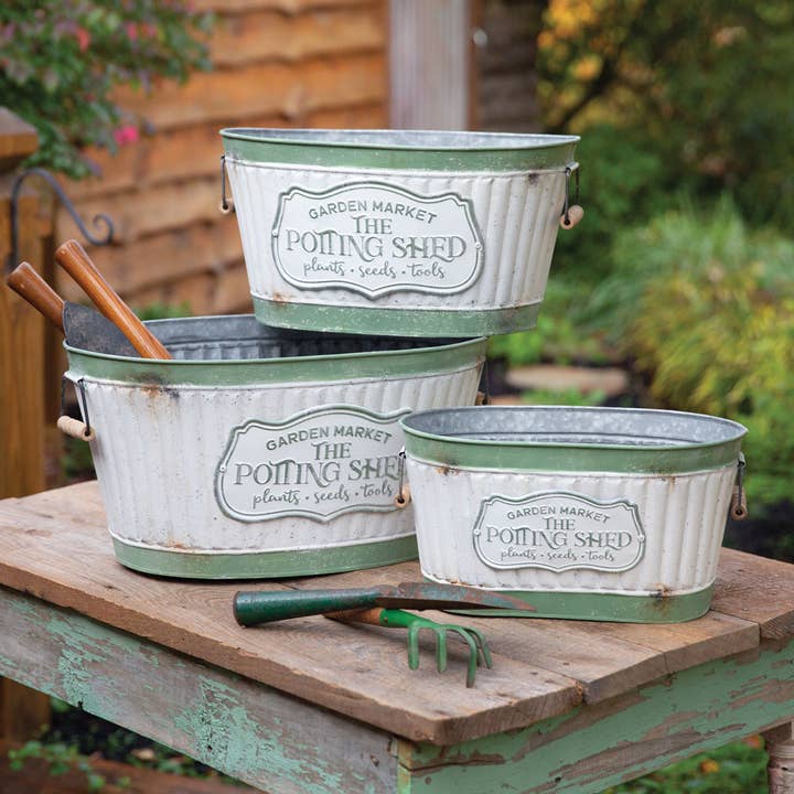 Set of Three Rustic Potting Shed Buckets for wholesale by CTW Home Collection