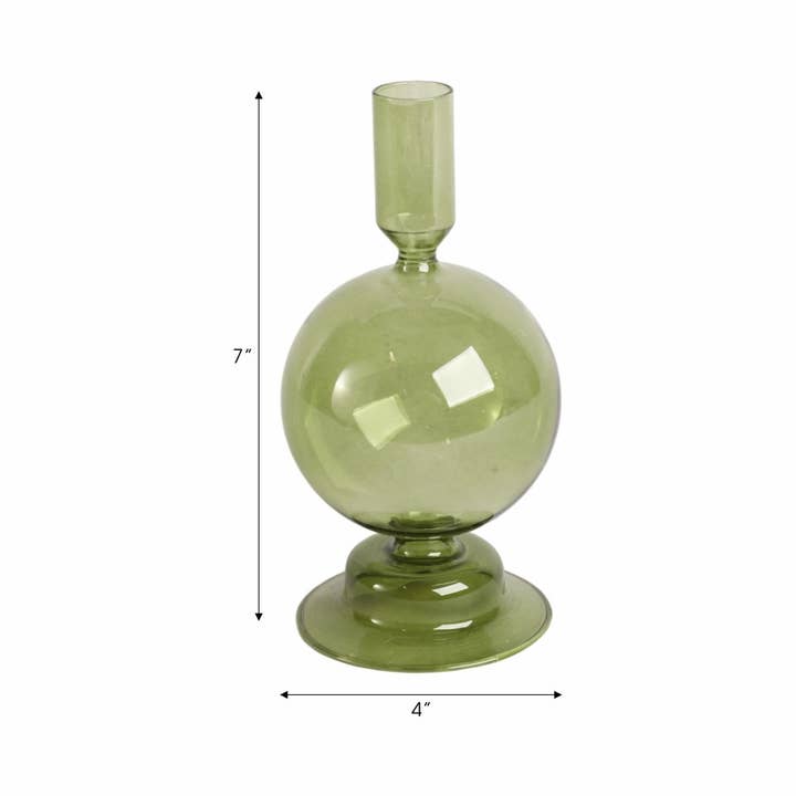 Sagebrook Home - Wholesale Candle Holder - Olive Green 7 in. Glass Bubble Taper Candle Holder