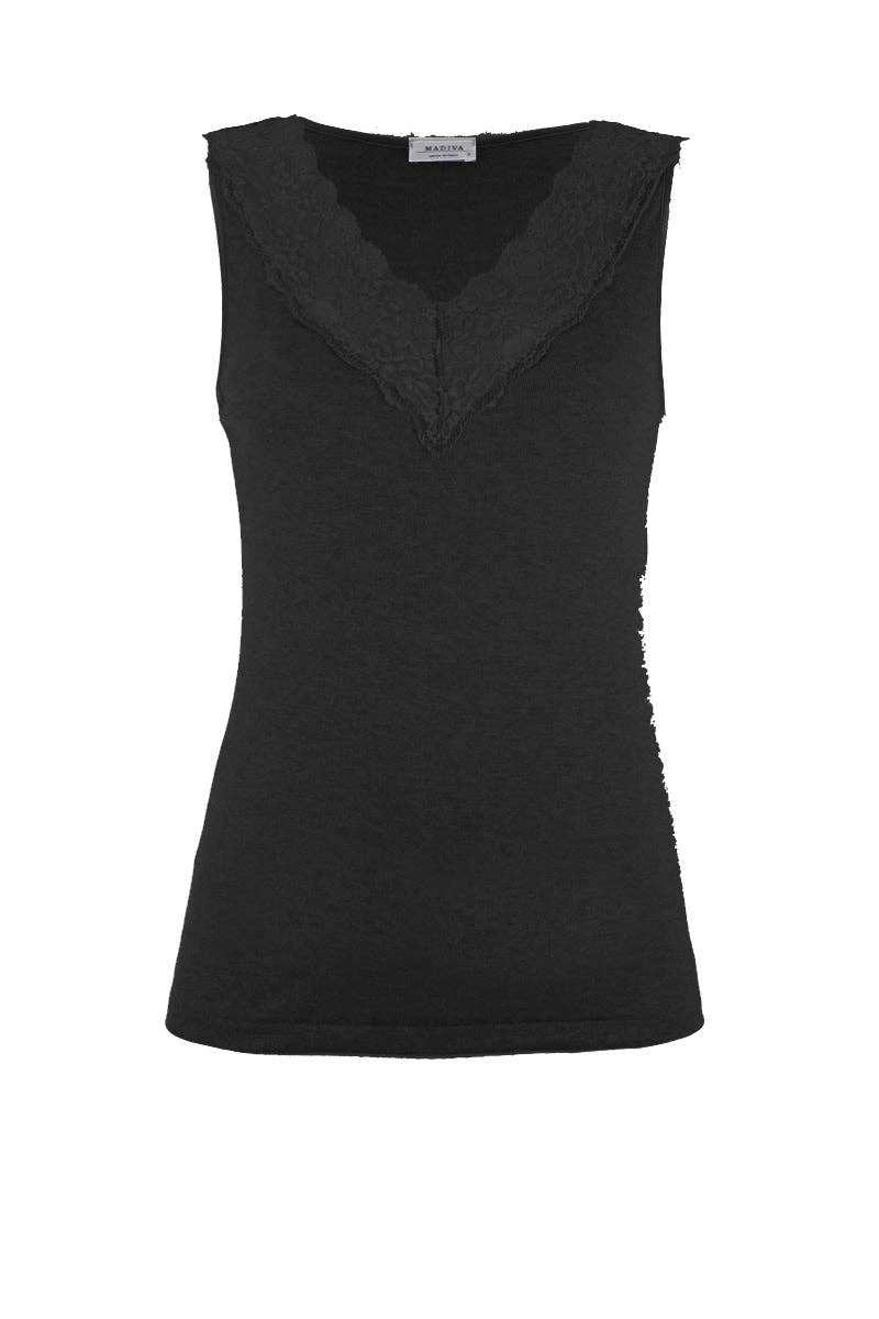 Madiva - Wholesale Tank Top - Women's - Flora・Wide shoulder in modal wool with colored ruffle4