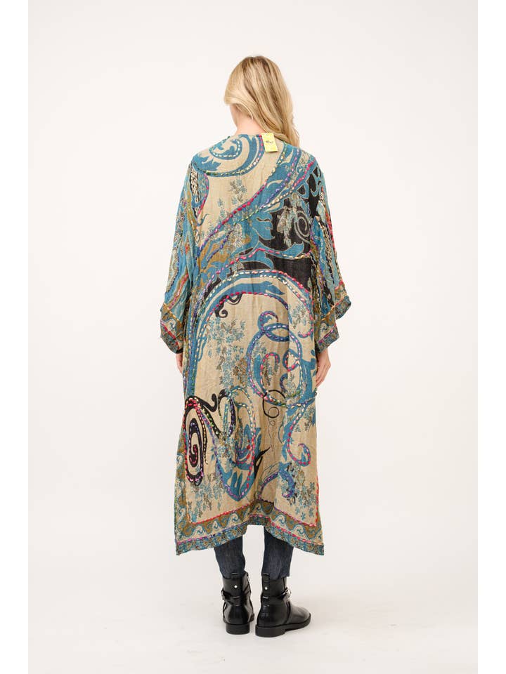 Raj Trading & Imports (USA) Inc. - Wholesale Kimono - Women's - Kora Thick Stitch Embroidered Duster