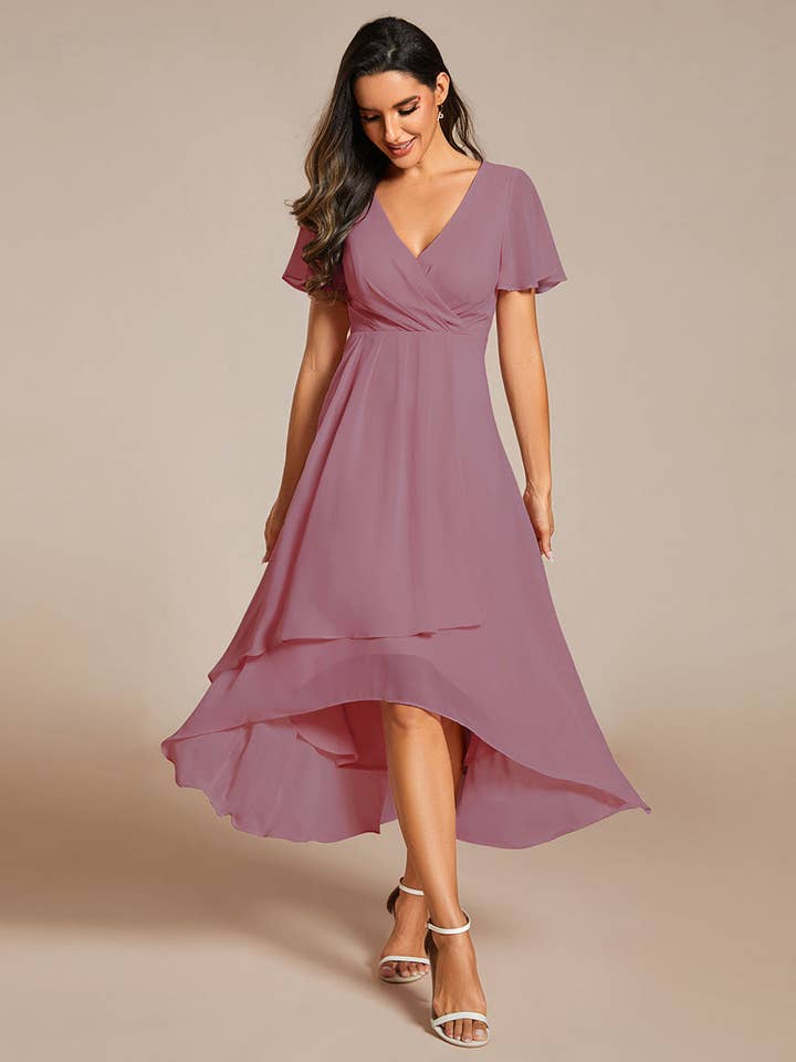 Ever-Pretty - Wholesale Dress – Women's - V-Neck Midi Chiffon Wedding Guest Dresses30