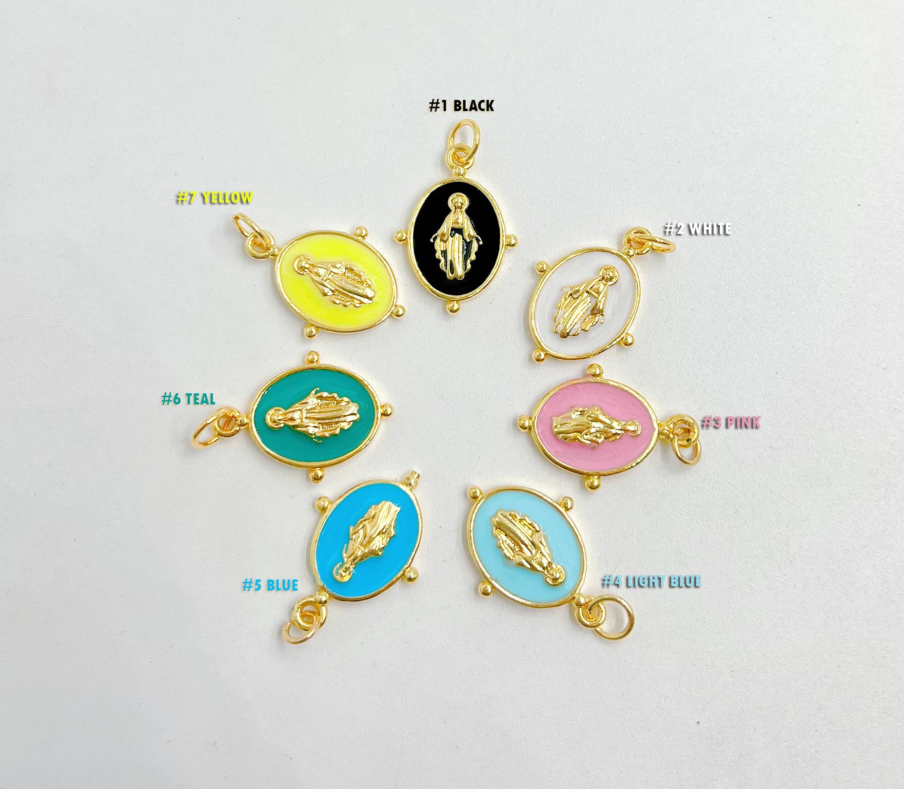 Beads Creation - Wholesale Individual charm/pendant - Gold-Filled Enamel Virgin Mary Individual Pendant Charm