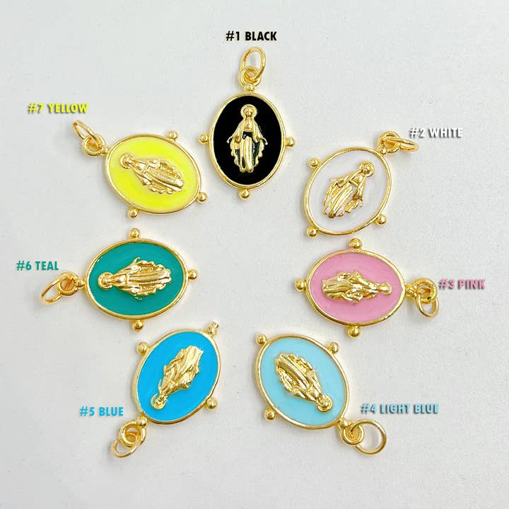 Beads Creation - Wholesale Individual charm/pendant - Gold-Filled Enamel Virgin Mary Individual Pendant Charm0