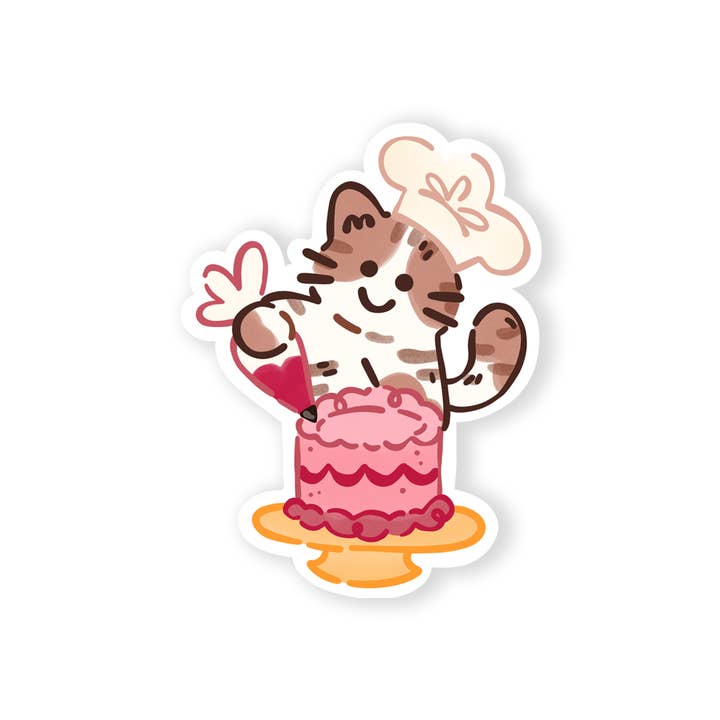 Autocollant Chef Pâtissier Kitty pour la vente par The Stray Shop