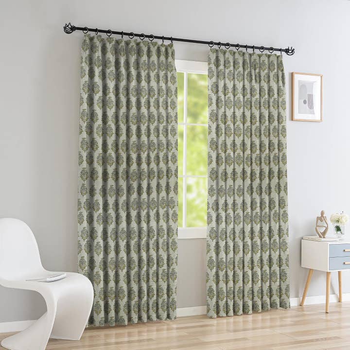 Unique Design Pure Linen Pleated Curtain - Mor Mukut for wholesale by Fabdivine