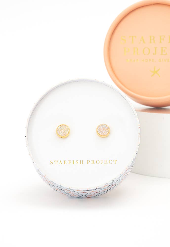 Starfish Project, Inc - Wholesale Stud/Post Earrings - Brittany White Agate Studs2