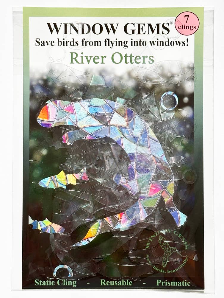 Window Gems - Wholesale Suncatcher - River Otter Window Clings - Bird Strike Prevention Decals4