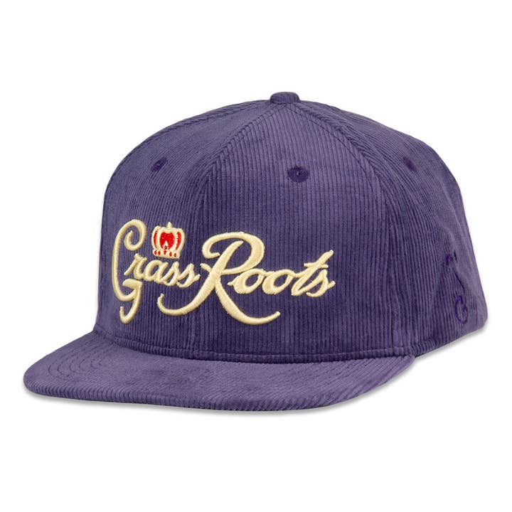 Royal Roots Purple Corduroy Snapback Hat for wholesale by Grassroots California