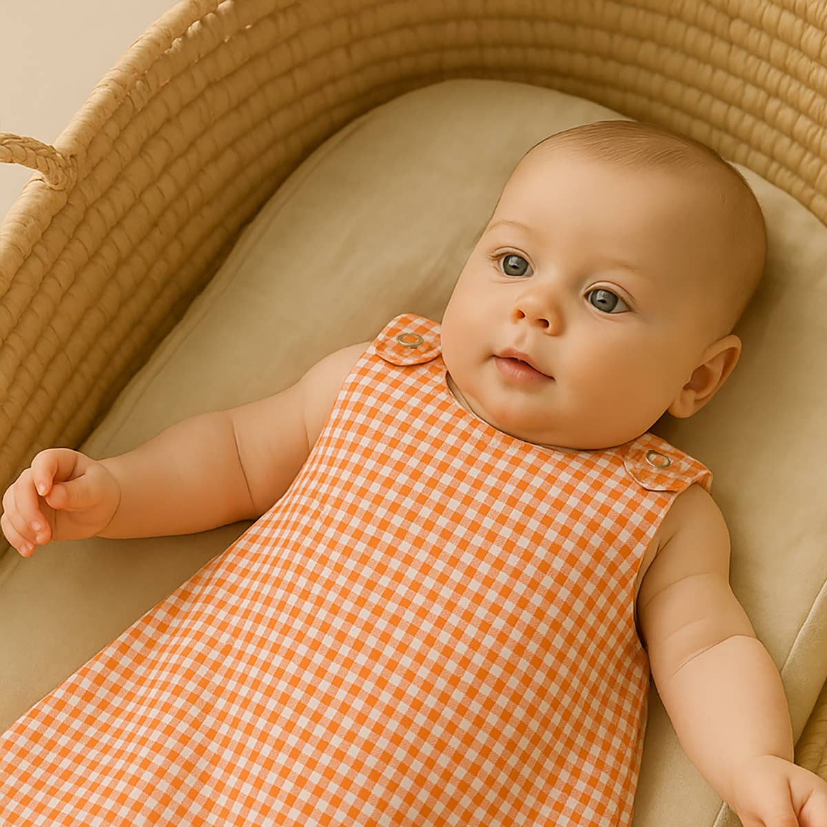 PAPATE – wholesale Sovsäck - Baby – Organisk bomulls sommarsovsäck med vichy-rutigt mönster4