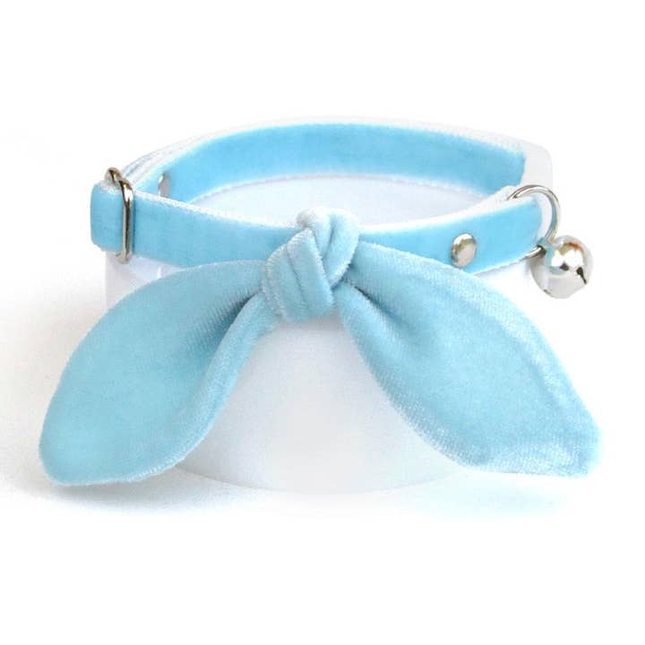 «Velvet - Frosty Blue» - Set de collar de gato y orejeras de conejo para venta al por mayor de Made By Cleo