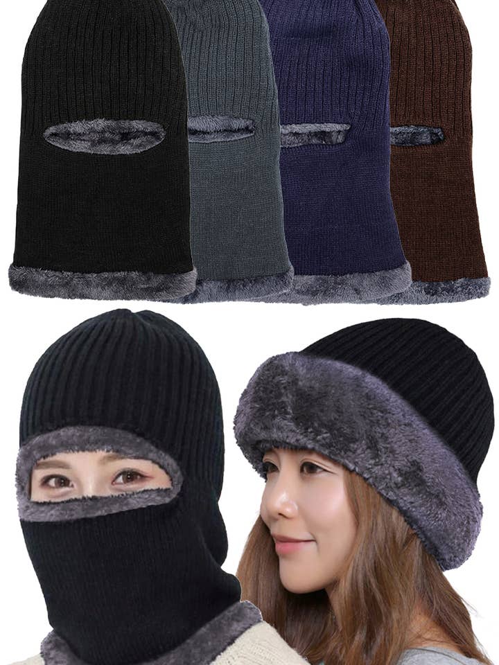 Mörka neutraler Chunk Stickad Fleecefodrad Balaclava för wholesale av Cap Zone